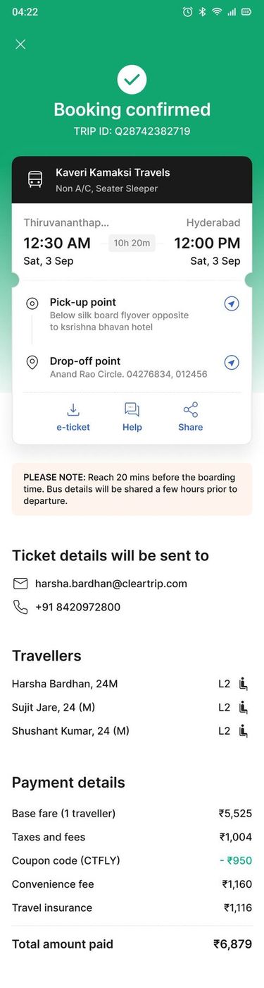Booking confirmed