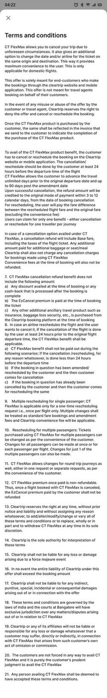 CT FlexMax terms and conditions