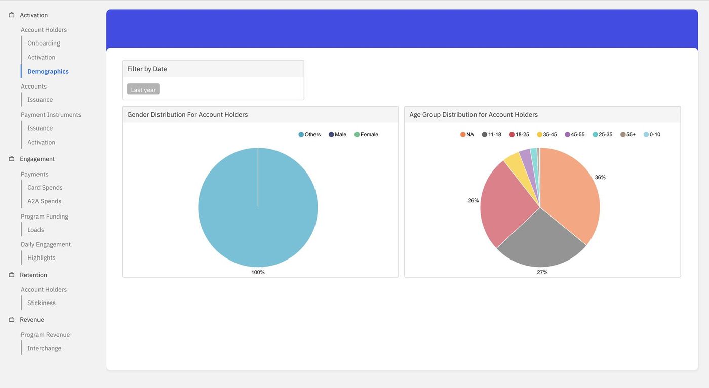 Demographic distribution for account holders